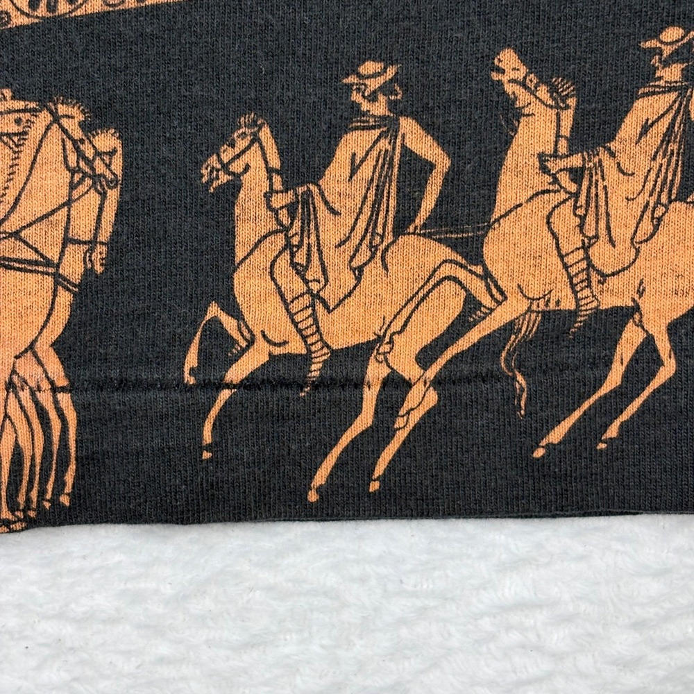 Vintage 90s Fruit of the Loom Greek Mythology All Over Print T-Shirt Large Black - Picture 8 of 11